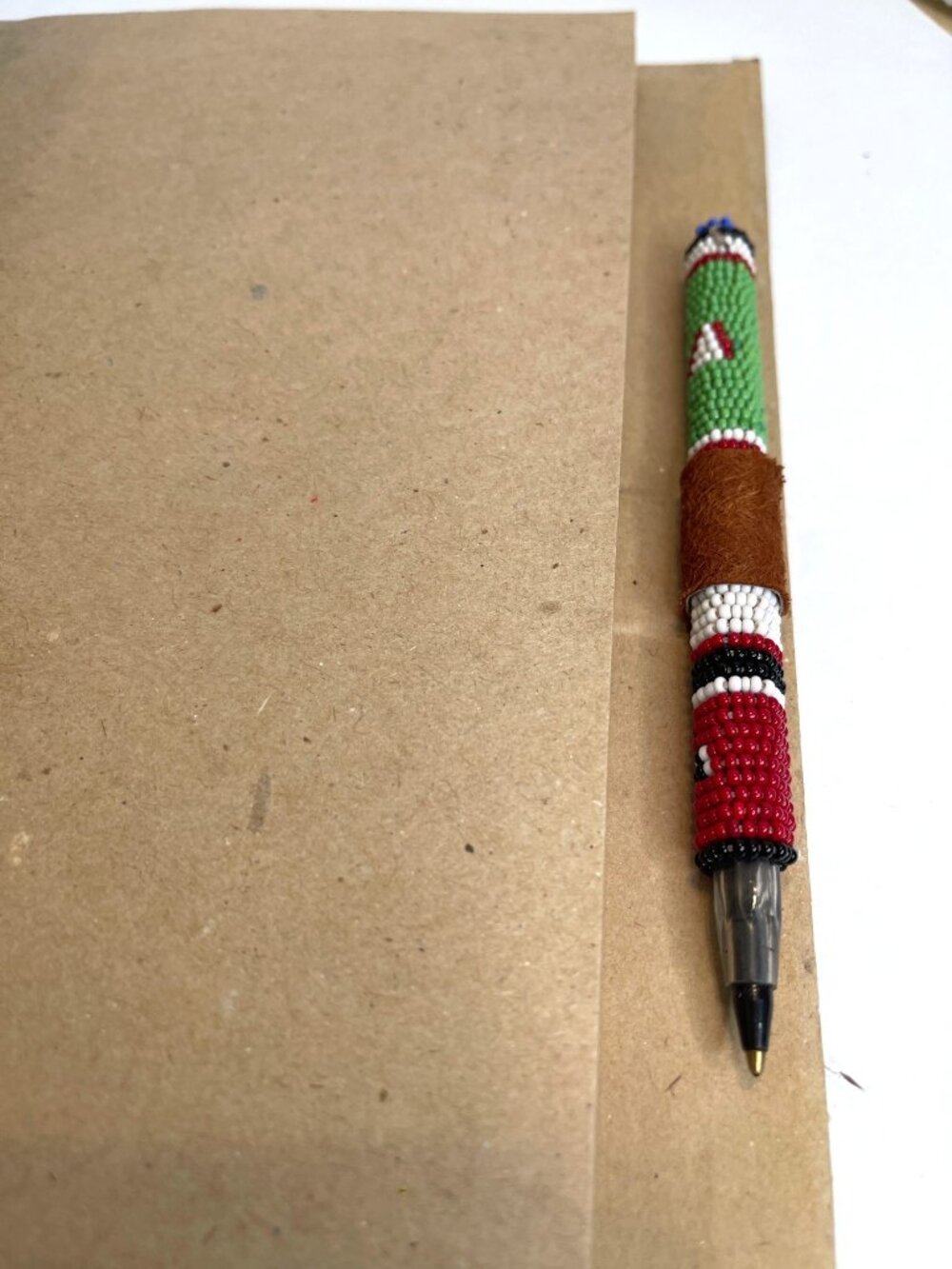 Handmade Africa Art Book Kenya Notebook Journal Giraffe Bead Pen Recycled Paper - Picture 4 of 10
